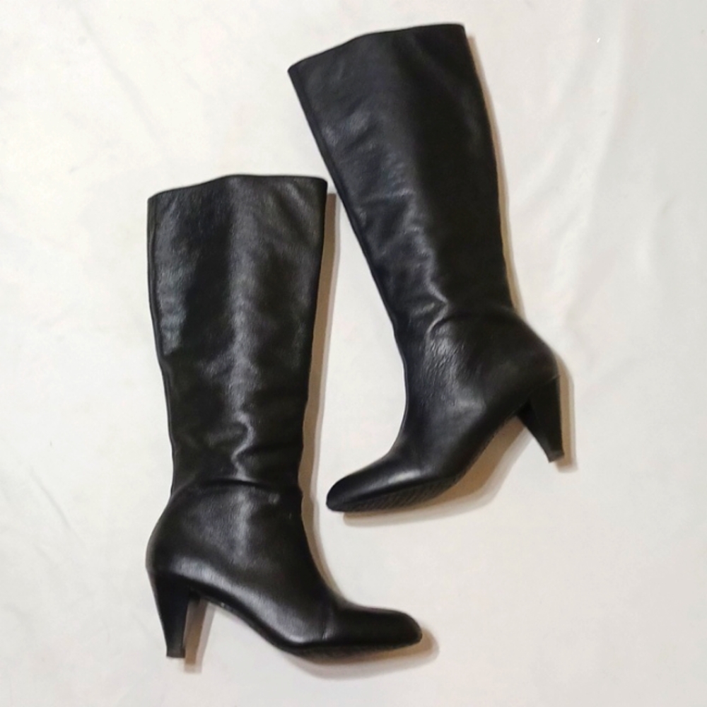 Banana Republic Black Pebbled Leather Knee-High Boots